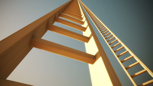 Endless ladder climbing animation. A slow way to the top. Loopable. HD