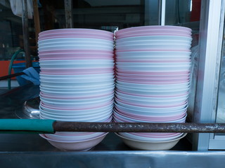 Stack of bowls from street hawker stall