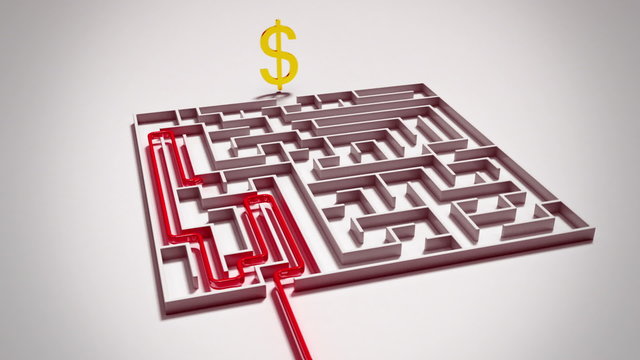 Animation of the successful finding way to get dreamed target, money. HD