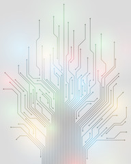 electric circuit and arrow, abstract illustration, vector