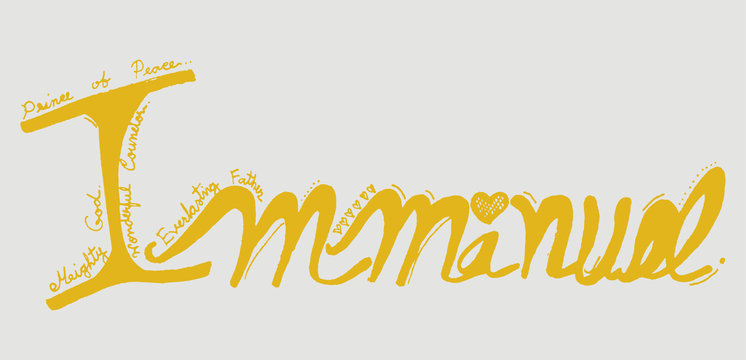 Immanuel lettering yellow on grey background