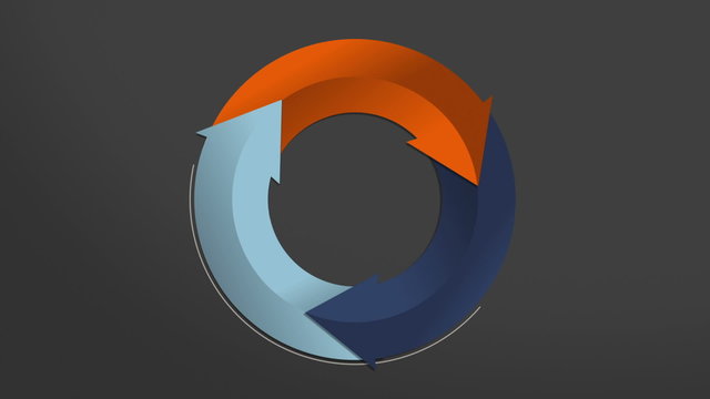 Three arrow circle flow chart.powerpoint presentation template.(included alpha)