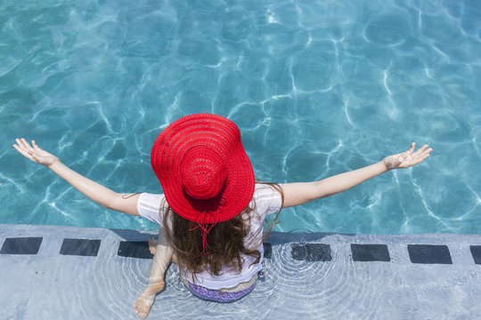 Girl Hat Swim Summer