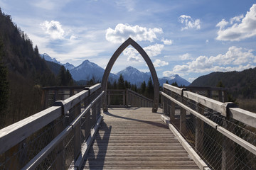 long wooden bridge in Austria national park