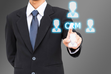 uman resources management business man  select employee. crm button