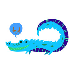 Cartoon crocodile flat mascot icon.