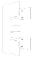 Illustration of open cabinet