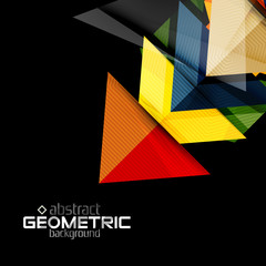 Fototapeta premium Textured paper geometric shapes on black