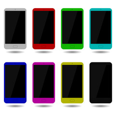 Set isolated smartphone touch screen, color