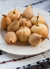 Pears and apples boiled in wine