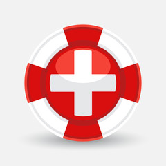 Obraz premium Lifebuoy / life preserver with medical cross icon concept. Vector illustration