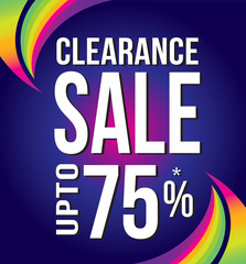 Clearance Sale banner with multicolor curves. Vector illustration