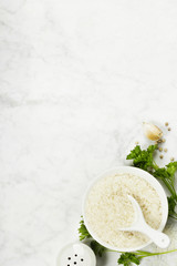 Rice and raw fresh vegetables