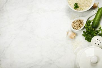 Rice and raw fresh vegetables