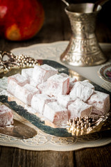 Cup of coffee with turkish delight