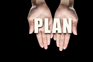 Conceptual word in palms