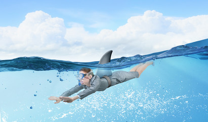 Naklejka premium Shark of business world