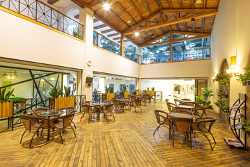 interior of lounge with bamboo furniture