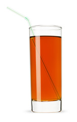 glass of apple juice on the white background