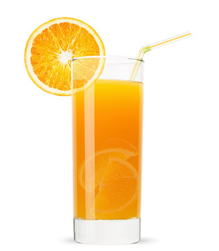 Glass Of Orange Juice Isolated On White Background