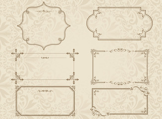 Obraz premium zestaw dekoracyjne ramki złota wektor