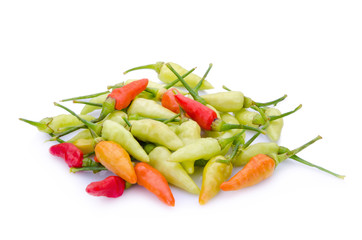 Hot chili peppers isolated on white background.