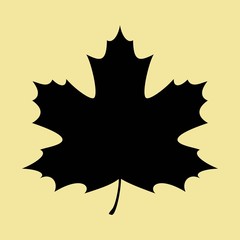 Silhouette of the maple leaf, isolated on a beige background. EPS 8