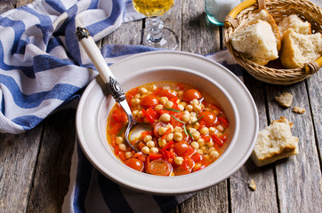 Clear soup with vegetables