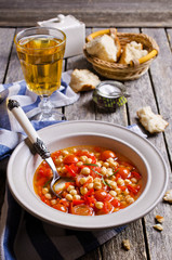 Clear soup with vegetables