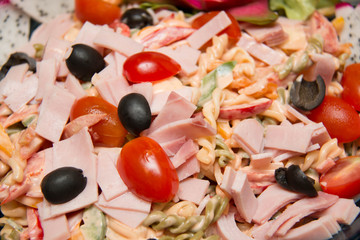  ham mixed  salad in a bowl