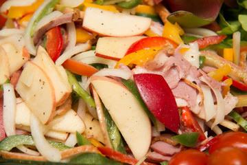  ham mixed  salad in a bowl