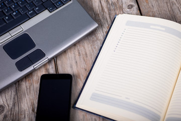 business concept on old wooden table
