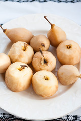 Pears and apples boiled in wine