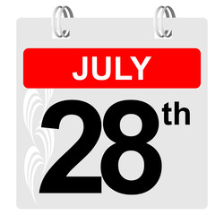 28th july calendar with ornament
