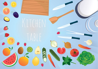 Kitchen table top viewed - Illustration