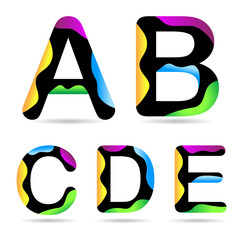Multicolor Alphabet on white background - Letter A B C D E,
vector illustration eps10