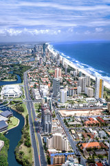 Fototapeta na wymiar Stunning aerial shot of the city of Gold Coast