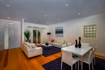 Living room and dining room in the same space