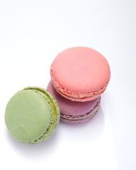purple, pink, green macarons