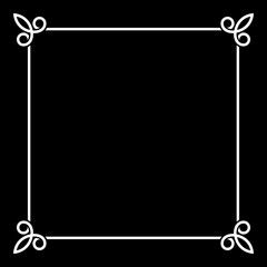 White Border Vintage Frame on Black Background. Vector