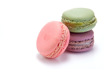 purple, pink, green macarons