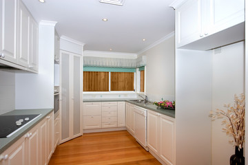 Empty white kitchen