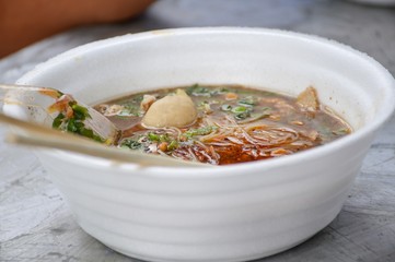 Asian noodle with blood Thailand food