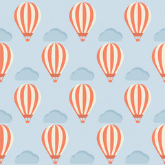 Hot Air Balloon Pattern Vector Illustration.