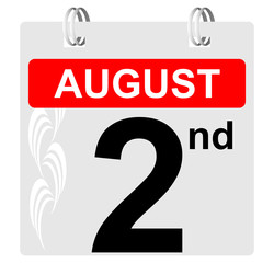 2nd august calendar with ornament