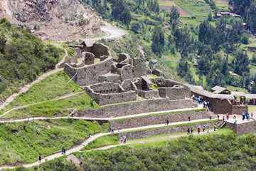 Ruins of Pisac in Urubamba valley near Cusco, Peru - obrazy, fototapety, plakaty