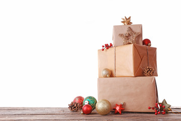 Christmas gift boxes, isolated on white