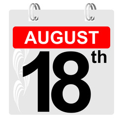 18th august calendar with ornament