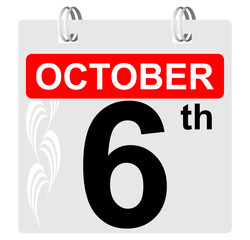 6th october calendar with ornament