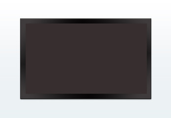 Black LCD tv screen hanging on a wall